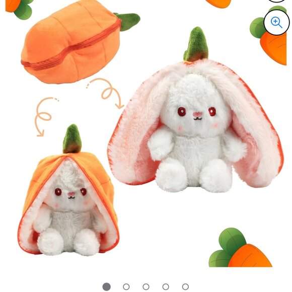 Plush Strawberry Rabbit & Carrot Rabbit Zip Up for Fruit Unzip for Rabbit - Picture 13 of 16